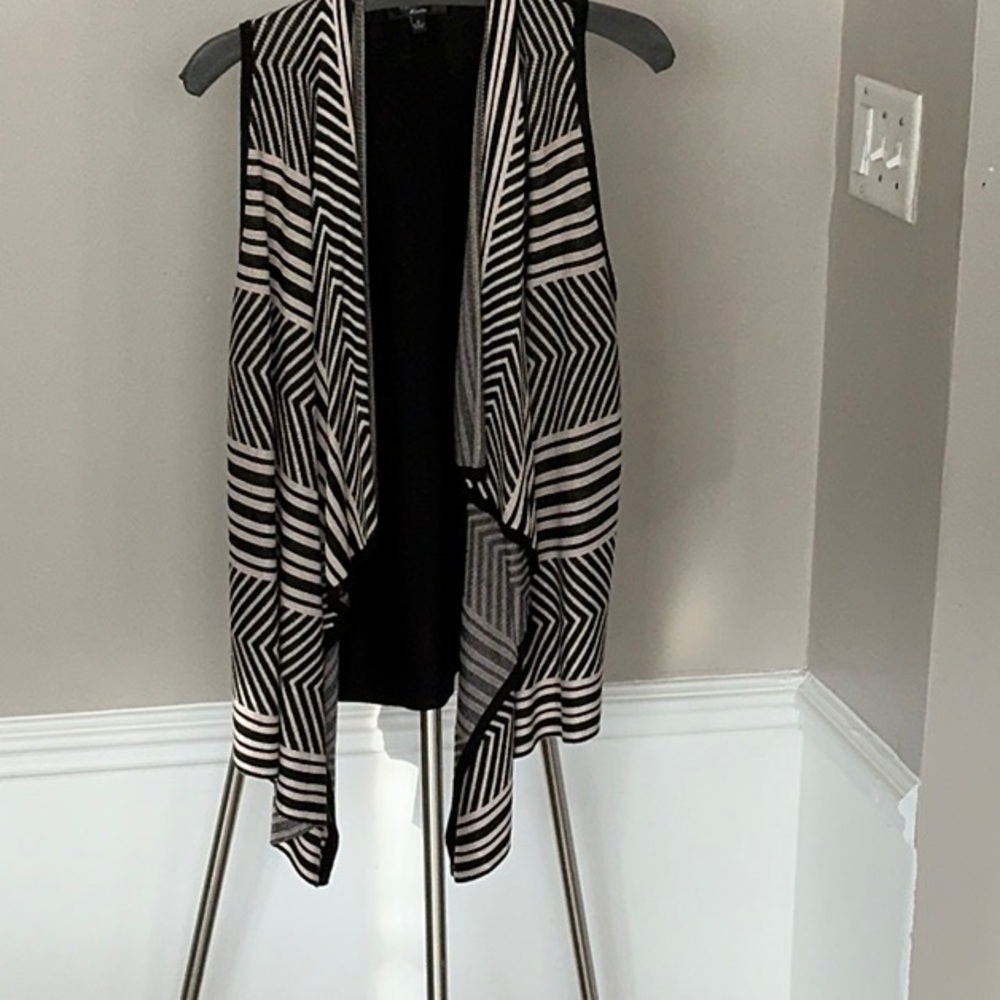 Chico's Black and White Striped Vest